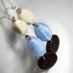 Earrings Blue Ivory Brown - Ice Colors -..