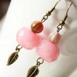 Earrings -pink Berries - Pink Bronze Romantic..