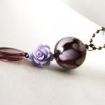 Lilac And Purple Pendant With Ball Chain Necklace..